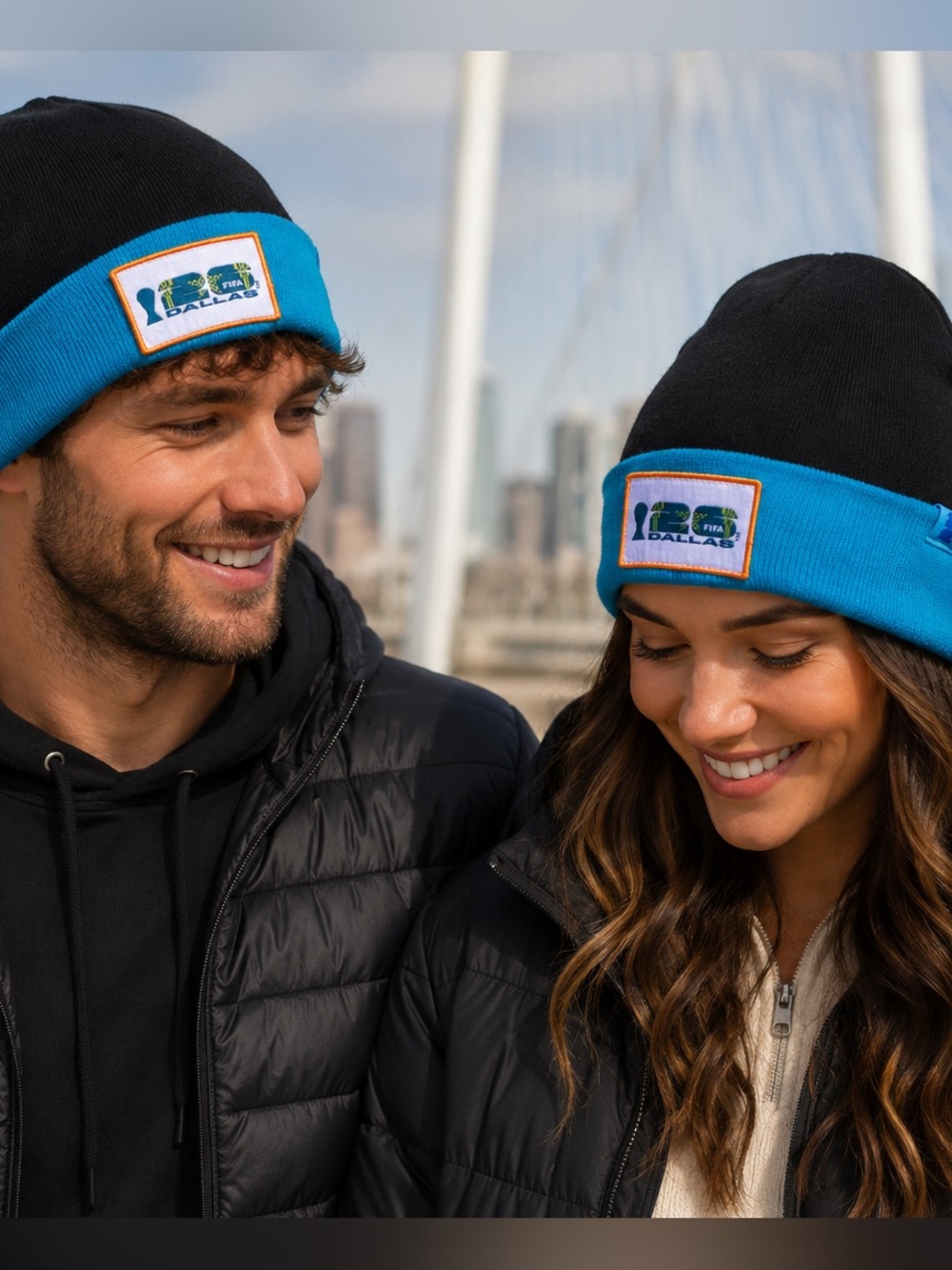 FIFA Soccer World Cup 2026 Unisex Dallas TX Beanie Toboggan Black Turquoise Hat